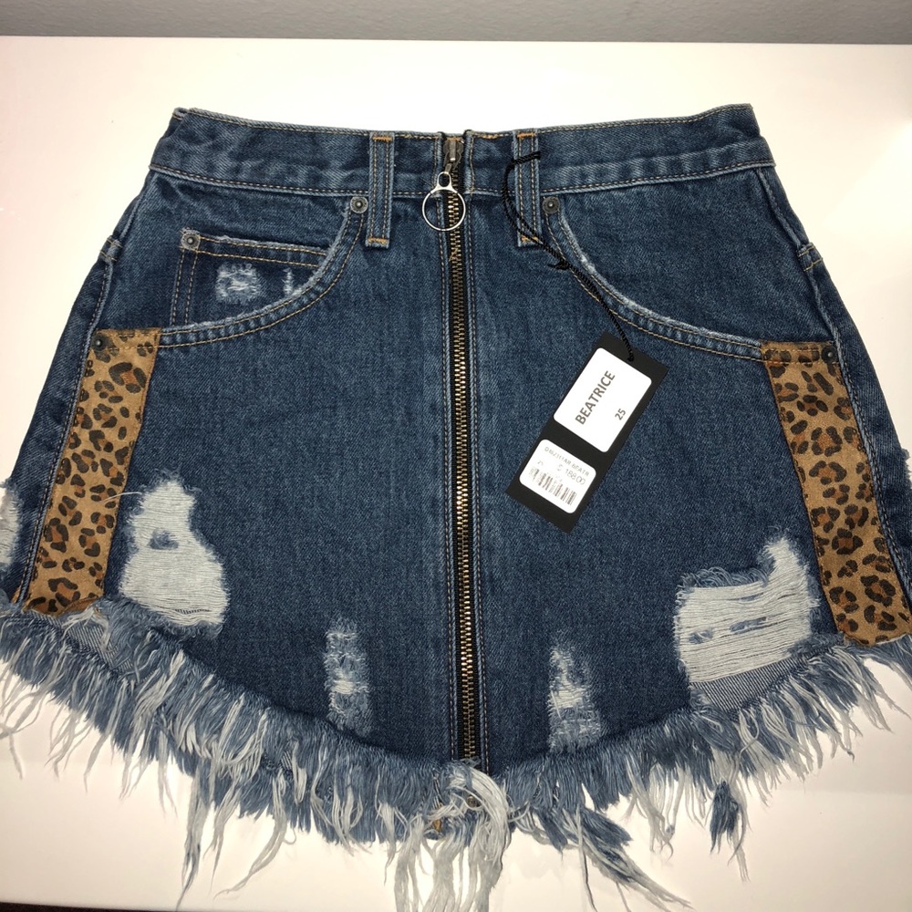jean zip up skirt